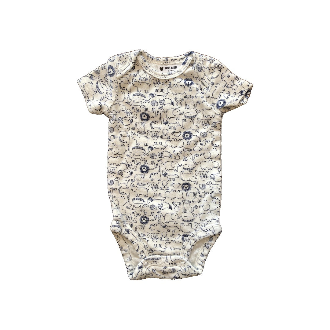 Carters Unisex White | animals | Pattern Onesie Size: 3 months White | animals | Pattern