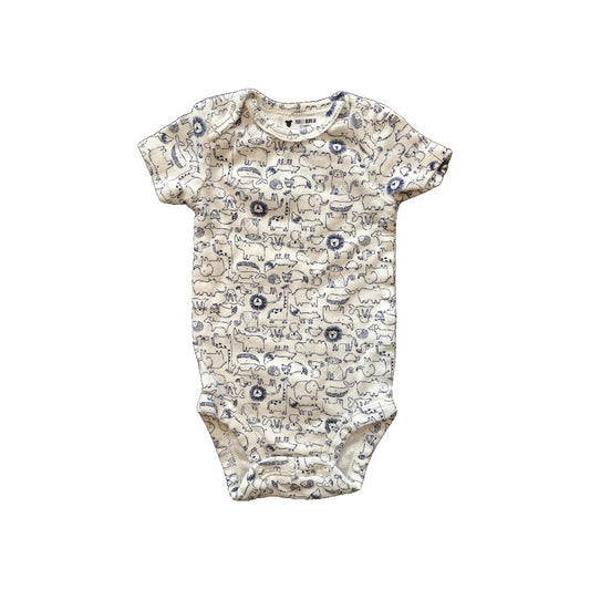 Carters Unisex White | animals | Pattern Onesie Size: 3 months White | animals | Pattern