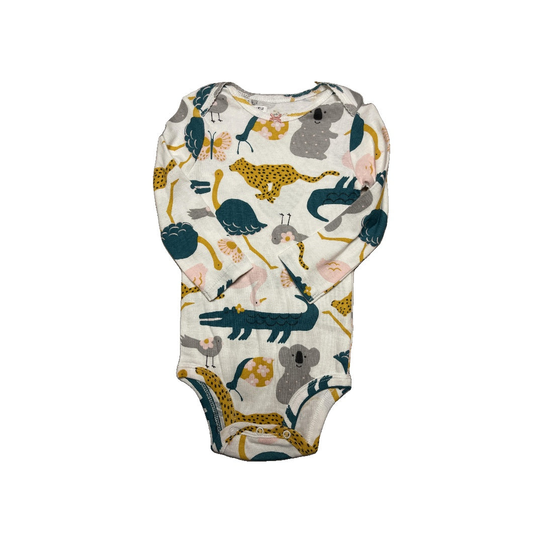 Carters Girls White | animals | Turquoise | Grey | Yellow Onesie Size: 18 months White | animals | Turquoise | Grey | Yellow