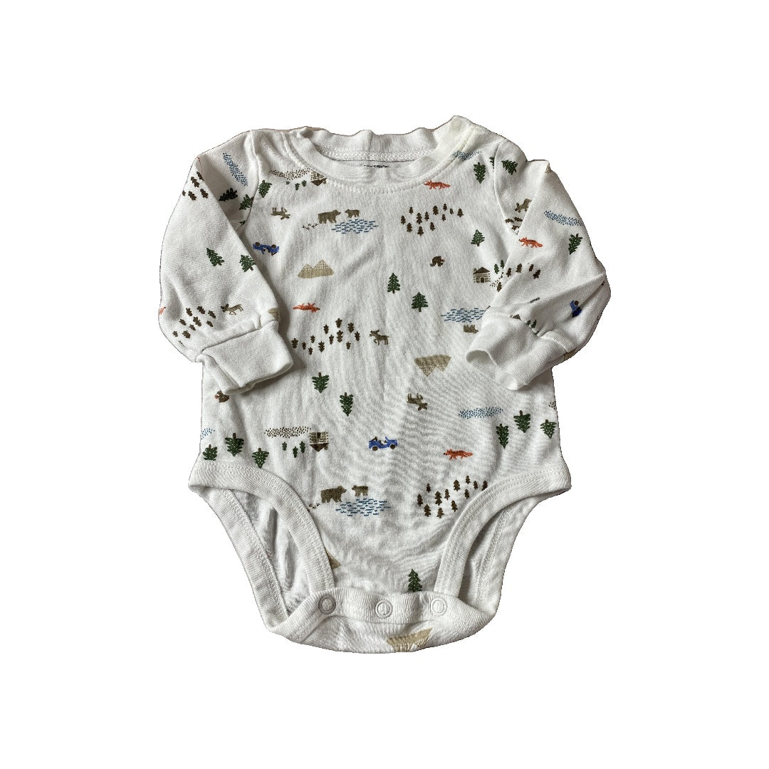Carters Unisex White | animals Onesie Size: 3-6 months White | animals