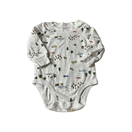 Carters Unisex White | animals Onesie Size: 3-6 months White | animals