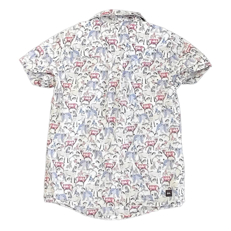 Tea Collection Boys White Animals Button Down Short Sleeve Size: 5T White Animals