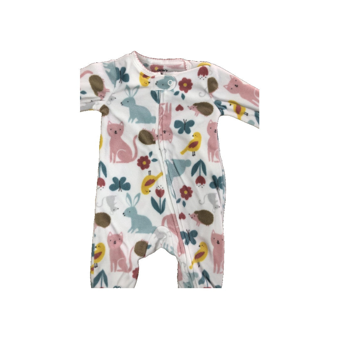 Carters Girls White | animals Pajamas Size: 3 months White | animals