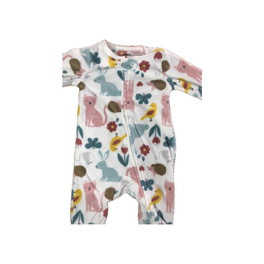 Carters Girls White | animals Pajamas Size: 3 months White | animals