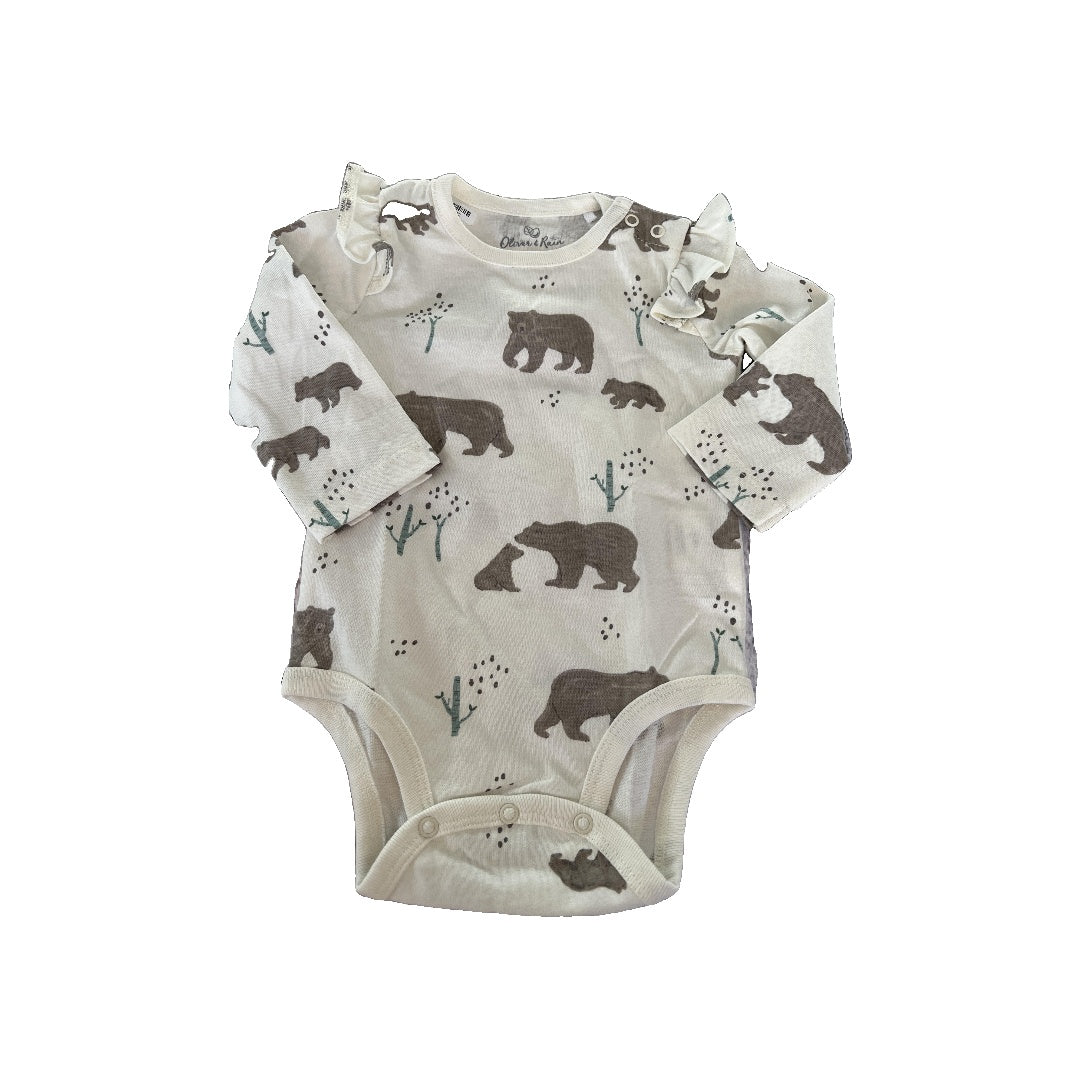 Oliver & Rain Unisex White | animals Onesie Size: 6 months White | animals
