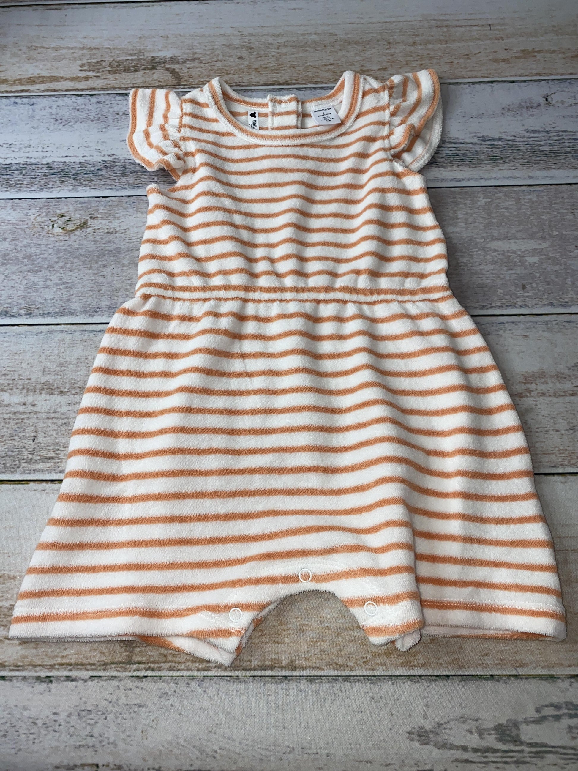 Nordstrom Girls White | Apricot | Stripe Romper Size: 9 months White | Apricot | Stripe