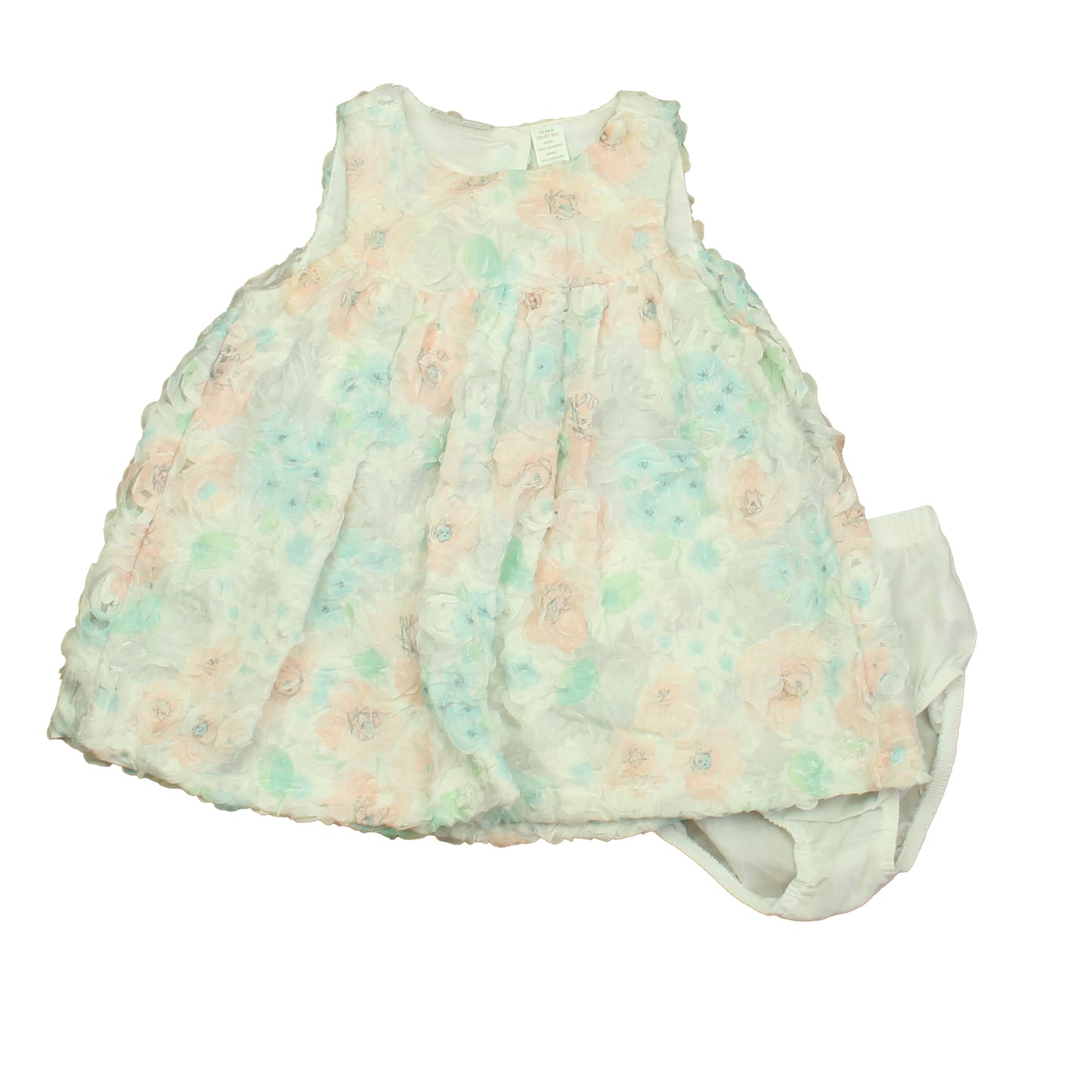 First Impressions Girls White | Aqua | Pink Floral Dress Size: 18 Months White | Aqua | Pink Floral