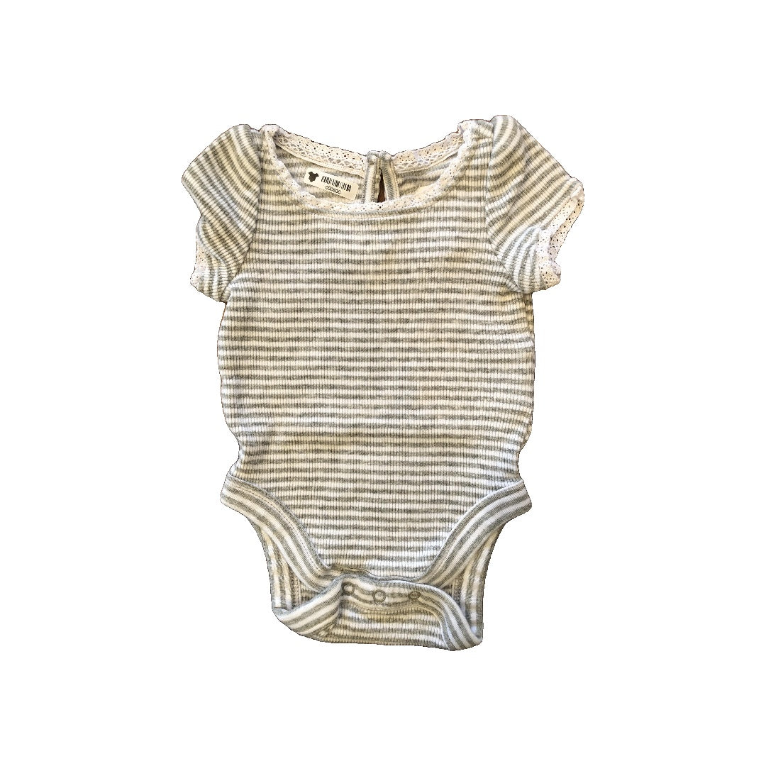 Gap Girls White | Army Green | Striped Onesie Size: Newborn White | Army Green | Striped