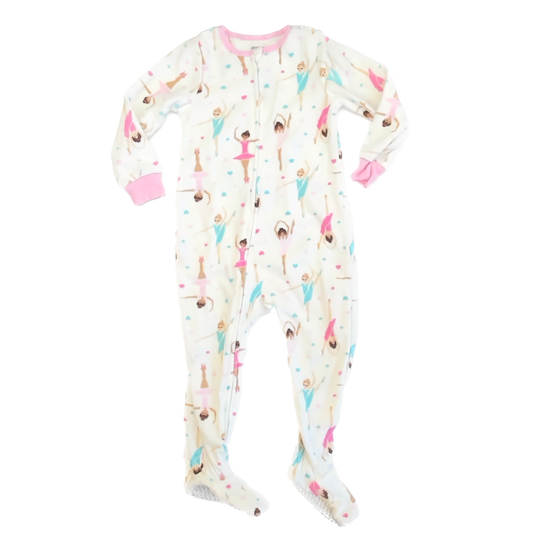 Absorba Girls White Balerinas 1-piece footed Pajamas Size: 4T White Balerinas