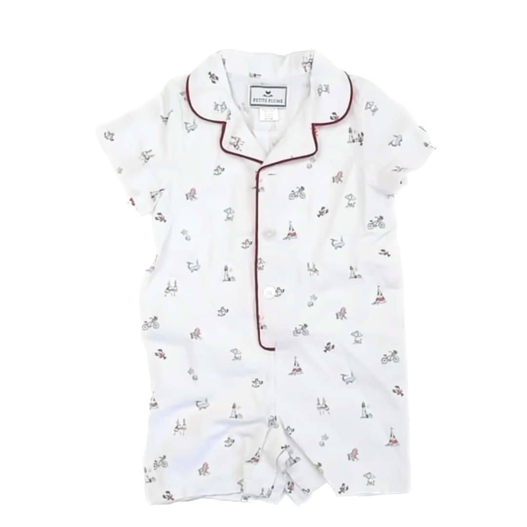 Petit Plume Unisex White | Beach 1-piece Non-footed Pajamas Size: 6-12 Months White | Beach