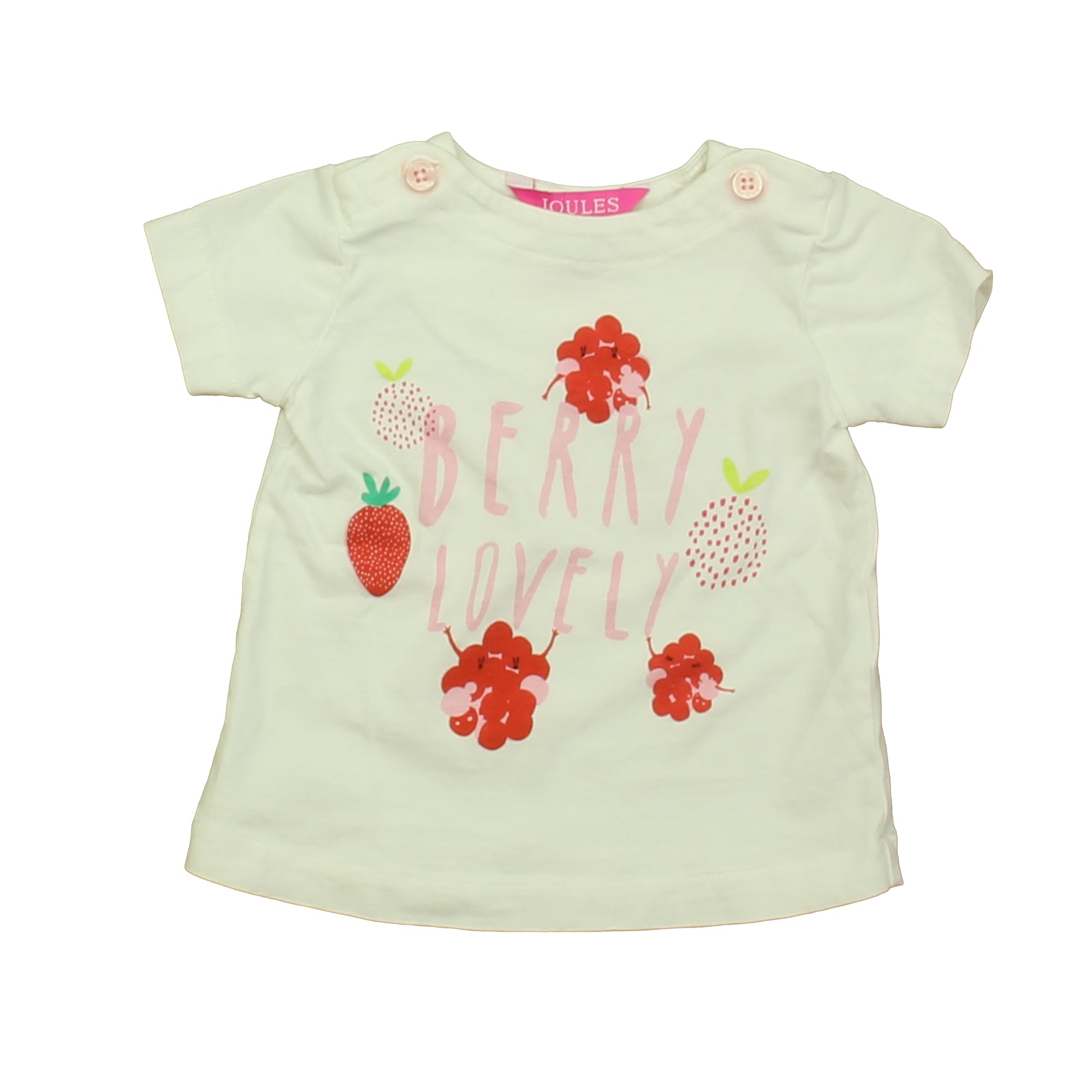 Joules Girls White Berries T-Shirt Size: 0-3 Months White Berries