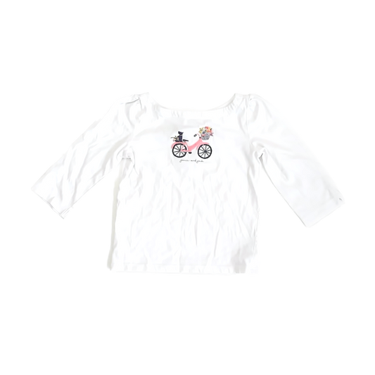 Janie and Jack Girls White Bike Long Sleeve T-Shirt Size: 7 Years White Bike