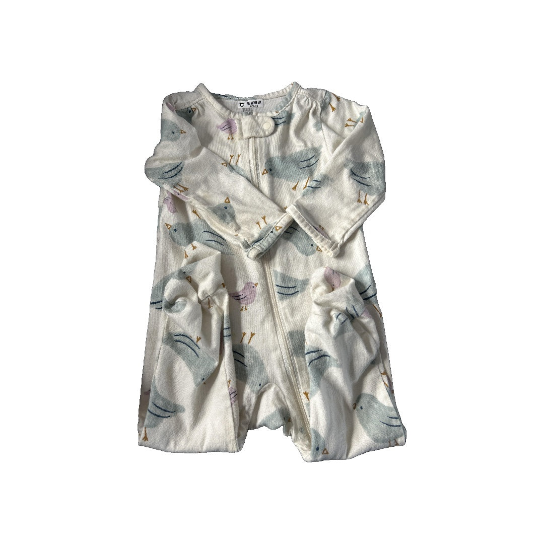 Carters Unisex White | Birds | Blue Pajamas Size: 9 months White | Birds | Blue