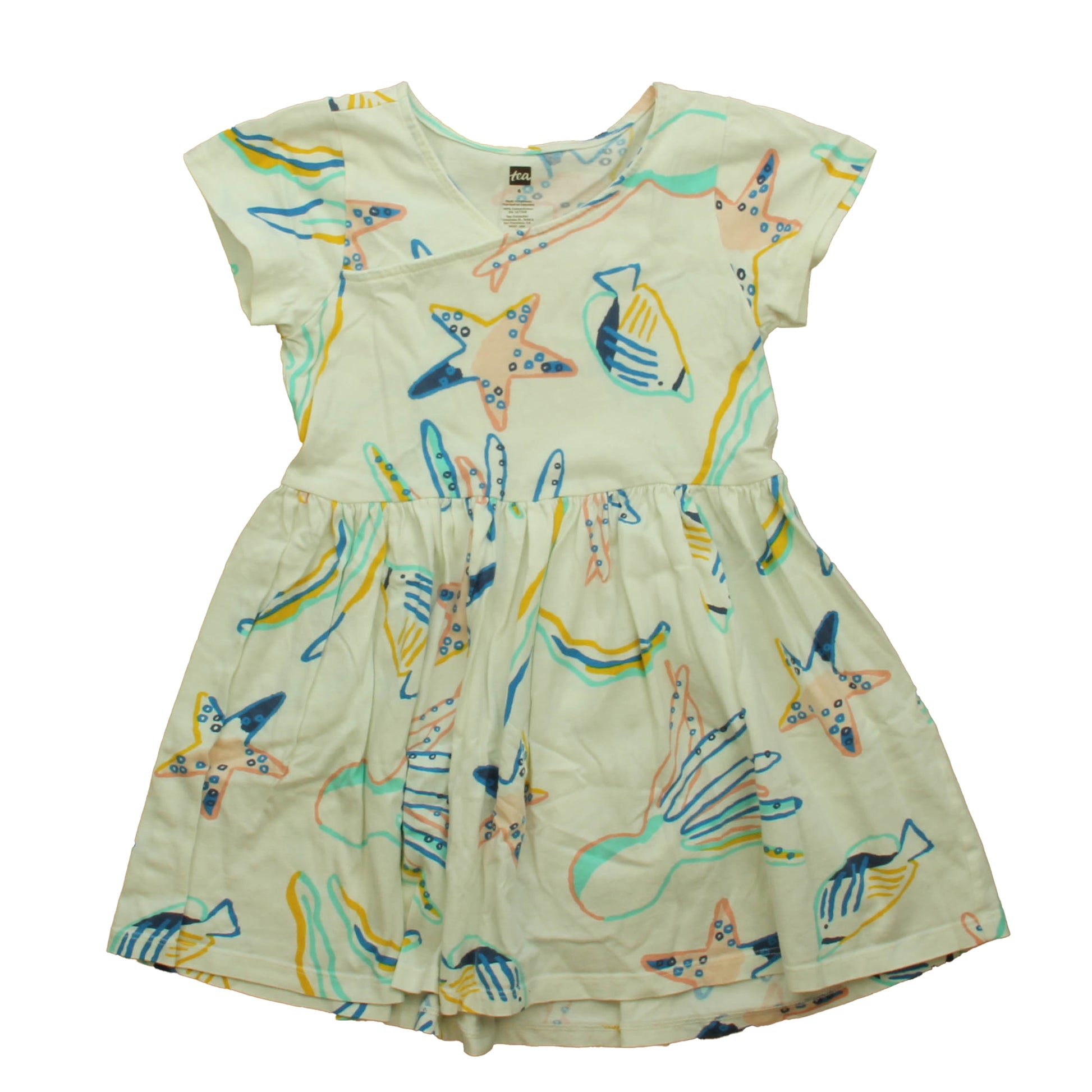 Tea Collection Girls White Birds Dress Size: 6 Years White Birds