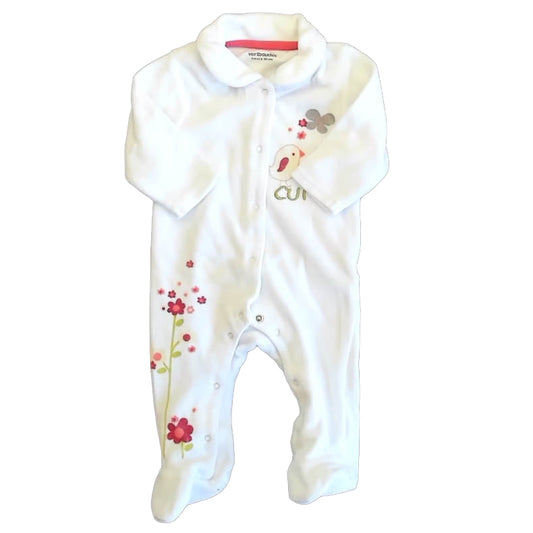 Vertbaudet Girls White BIrds Long Sleeve Outfit Size: 3 Months White BIrds