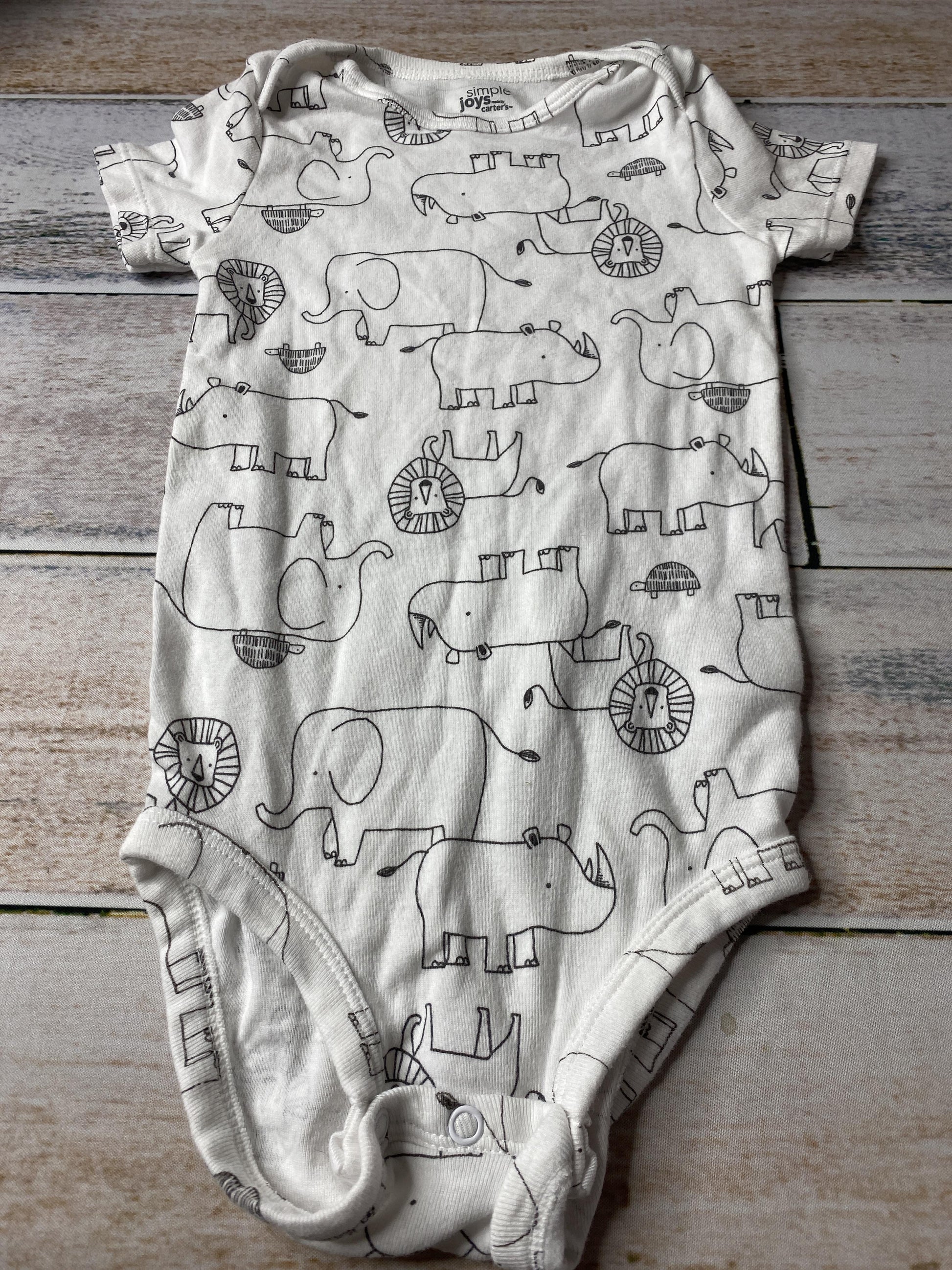 Carters Unisex White | Black | animals Onesie Size: 24 months White | Black | animals