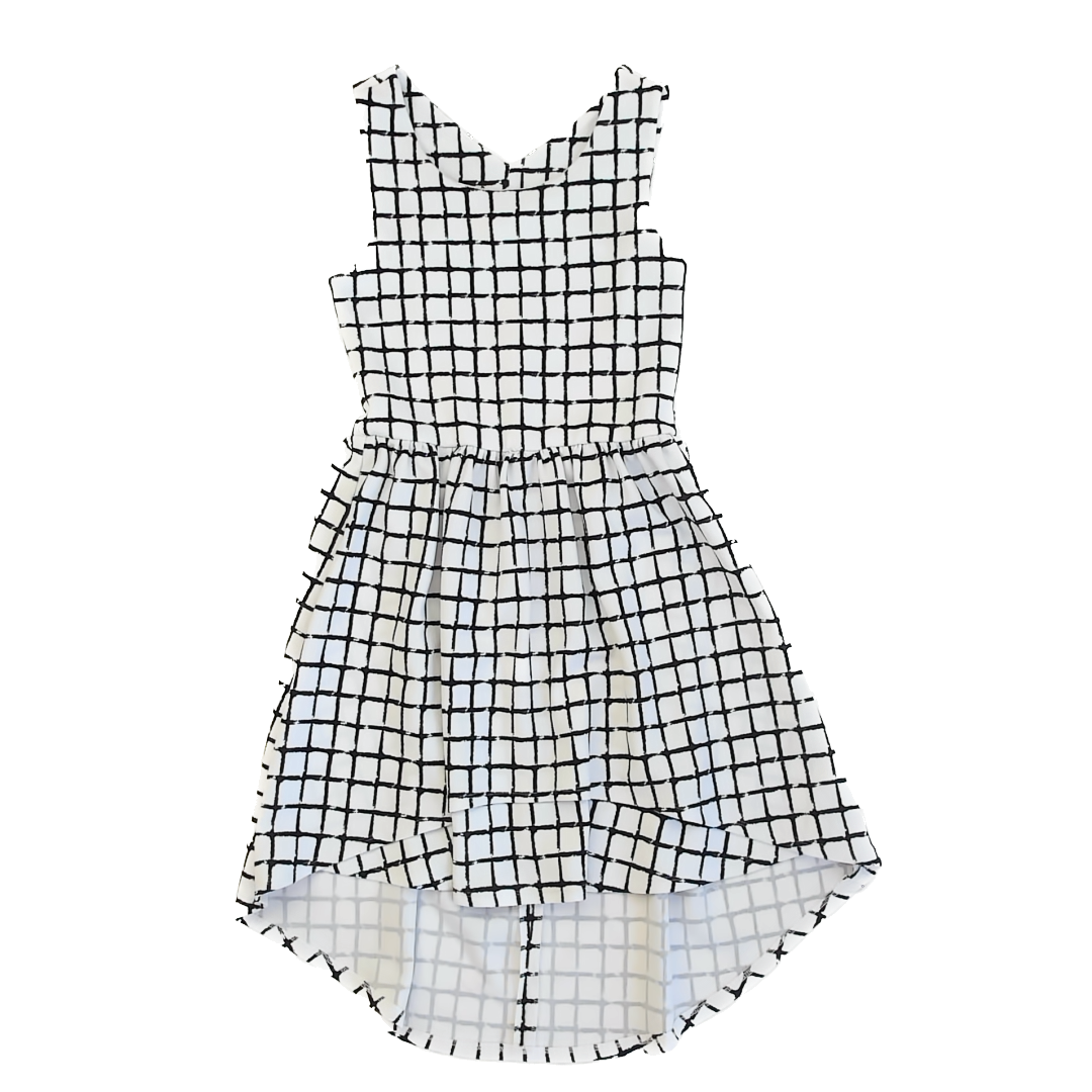 Emily West Girls White | Black Checkered Dress Size: 14 Years White | Black Checkered