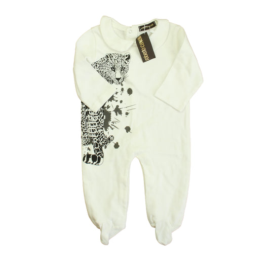 Roberto Cavalli Boys White | Black Cheetah Long Sleeve Outfit Size: 6-9 Months