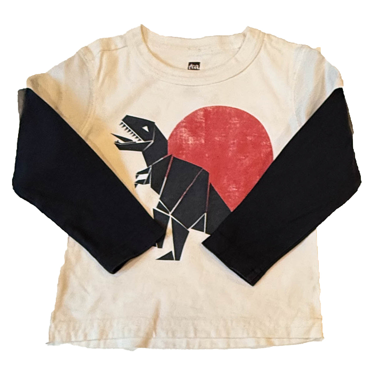 Tea Collection Boys White | Black Dinosaur Long Sleeve T-Shirt Size: 2T White | Black Dinosaur