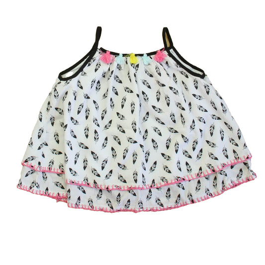 Isaac Mizrahi Girls White | Black Feathers Blouse Size: 2T White | Black Feathers