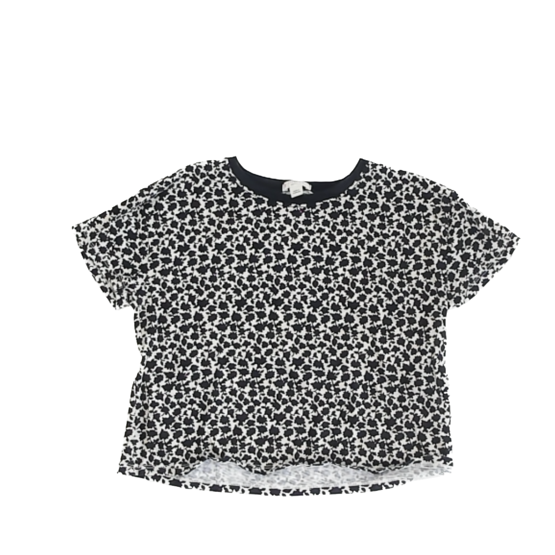 Crewcuts Girls White & Black Floral T-Shirt Size: M (8-9) White & Black Floral