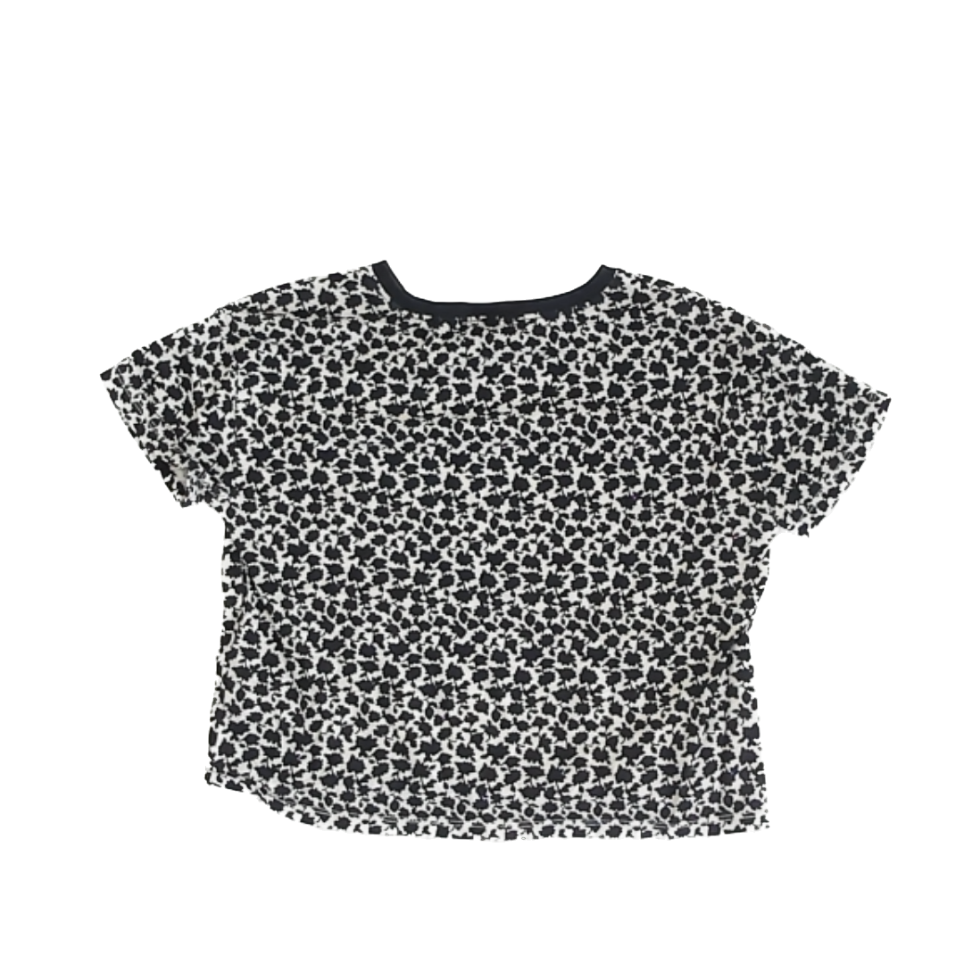 Crewcuts Girls White & Black Floral T-Shirt Size: M (8-9) White & Black Floral
