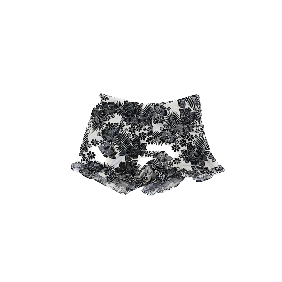Janie and Jack Girls White | Black Floral Shorts Size: 10 Years White | Black Floral