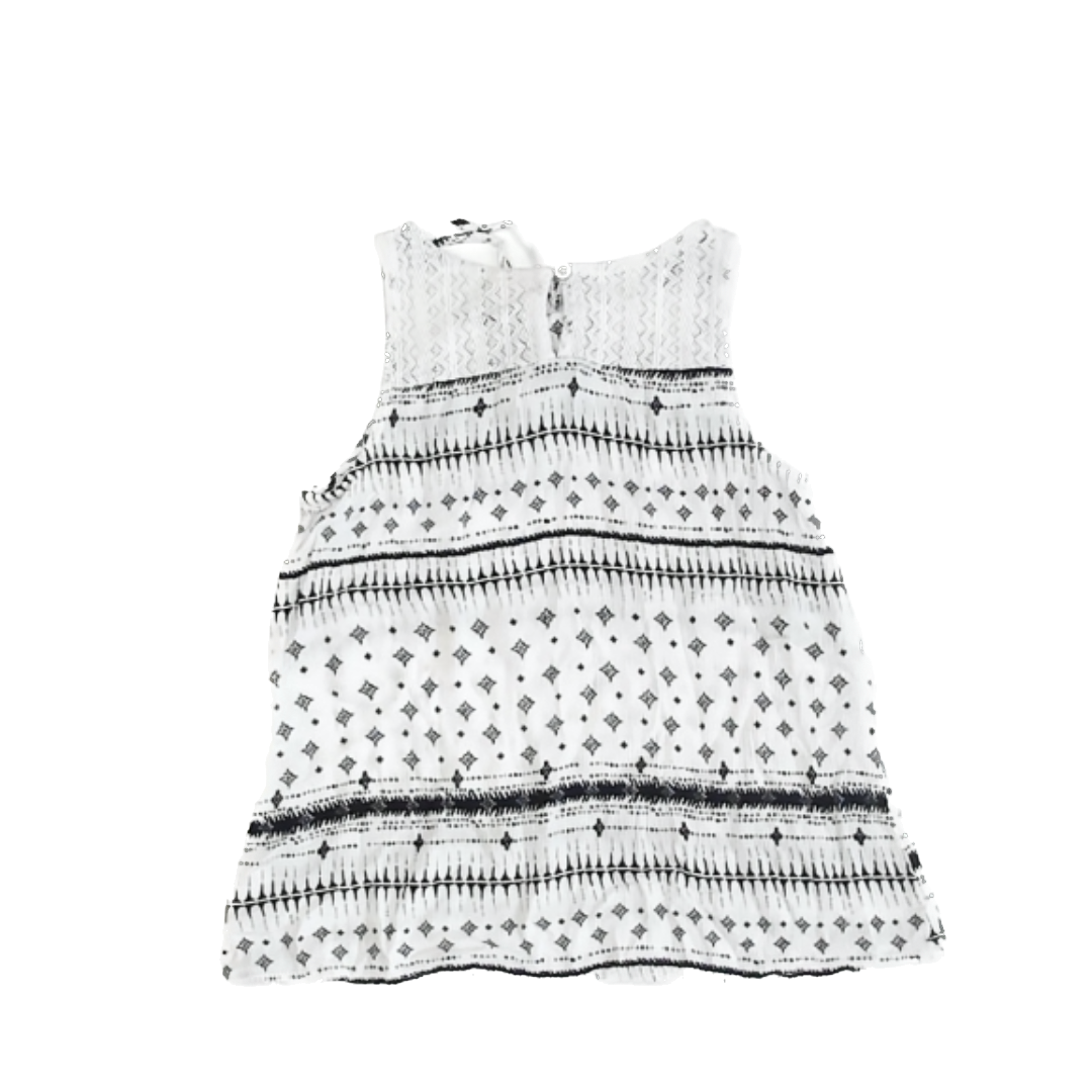Mudd Girls White | Black Geometric Tank Top Size: 12 White | Black Geometric