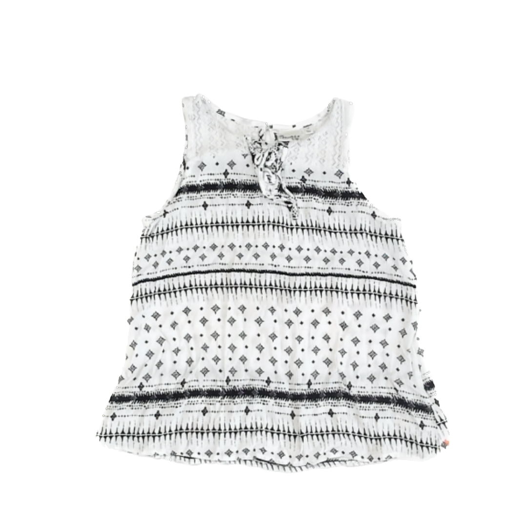 Mudd Girls White | Black Geometric Tank Top Size: 12 White | Black Geometric