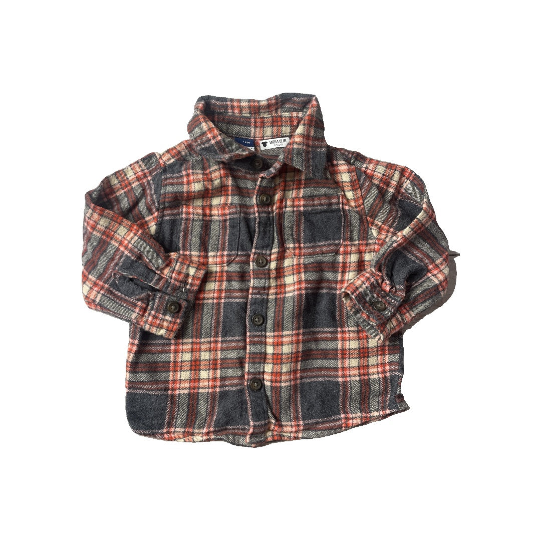 Old Navy Unisex White | Black | Grey Button Down Short Sleeve Size: 12-18 months White | Black | Grey
