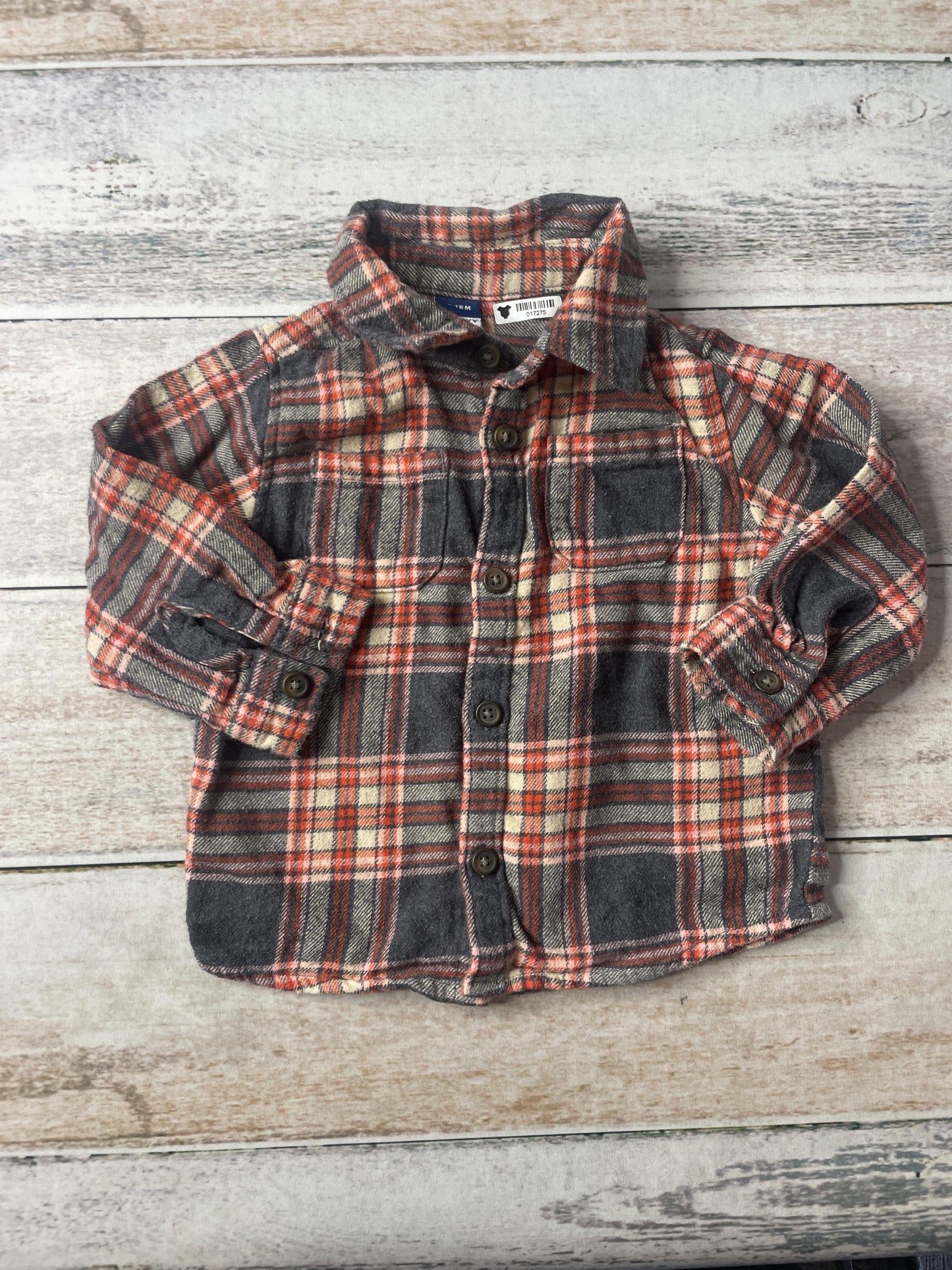 Old Navy Unisex White | Black | Grey Button Down Short Sleeve Size: 12-18 months White | Black | Grey