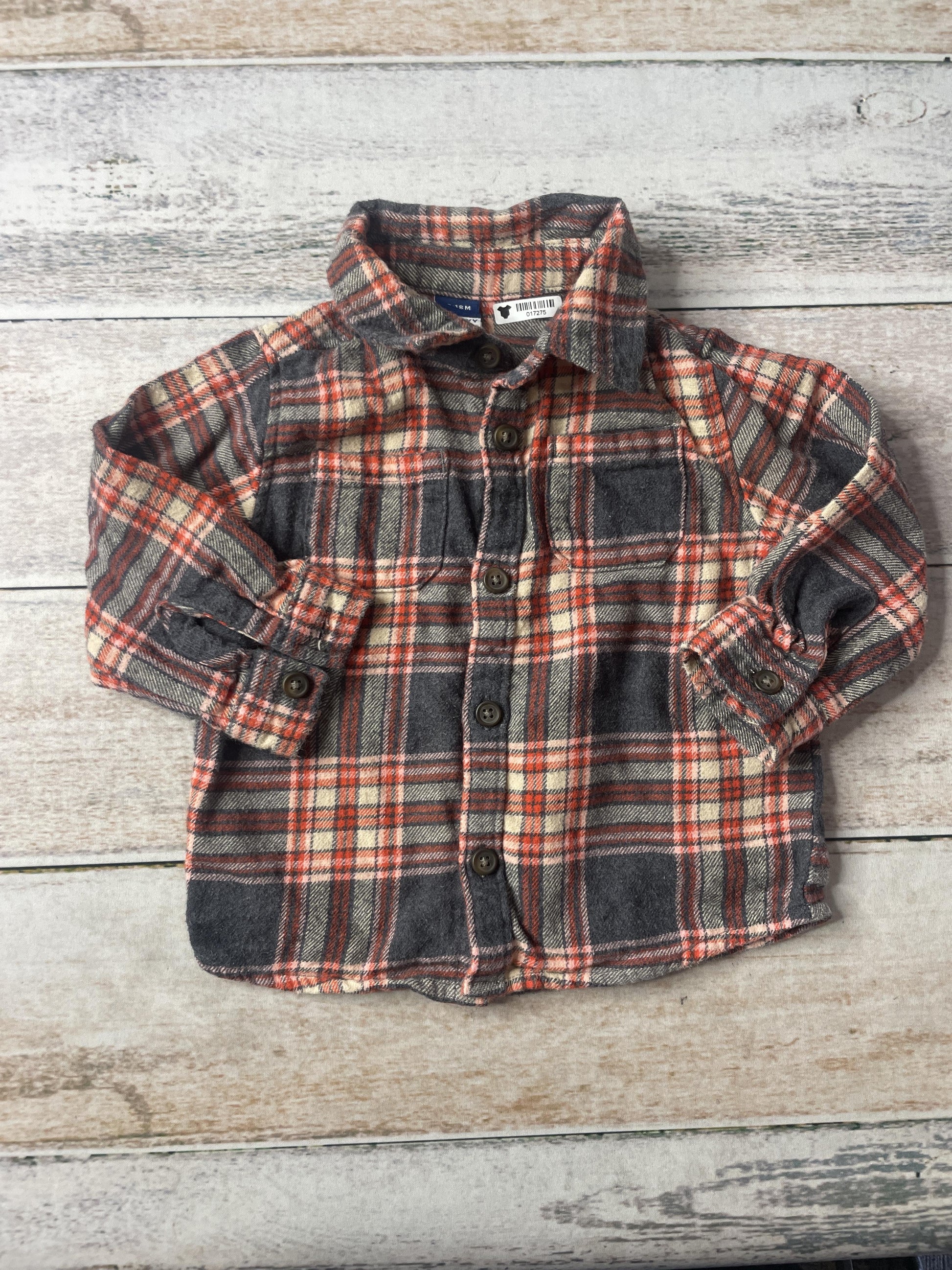 Old Navy Unisex White | Black | Grey Button Down Short Sleeve Size: 12-18 months White | Black | Grey