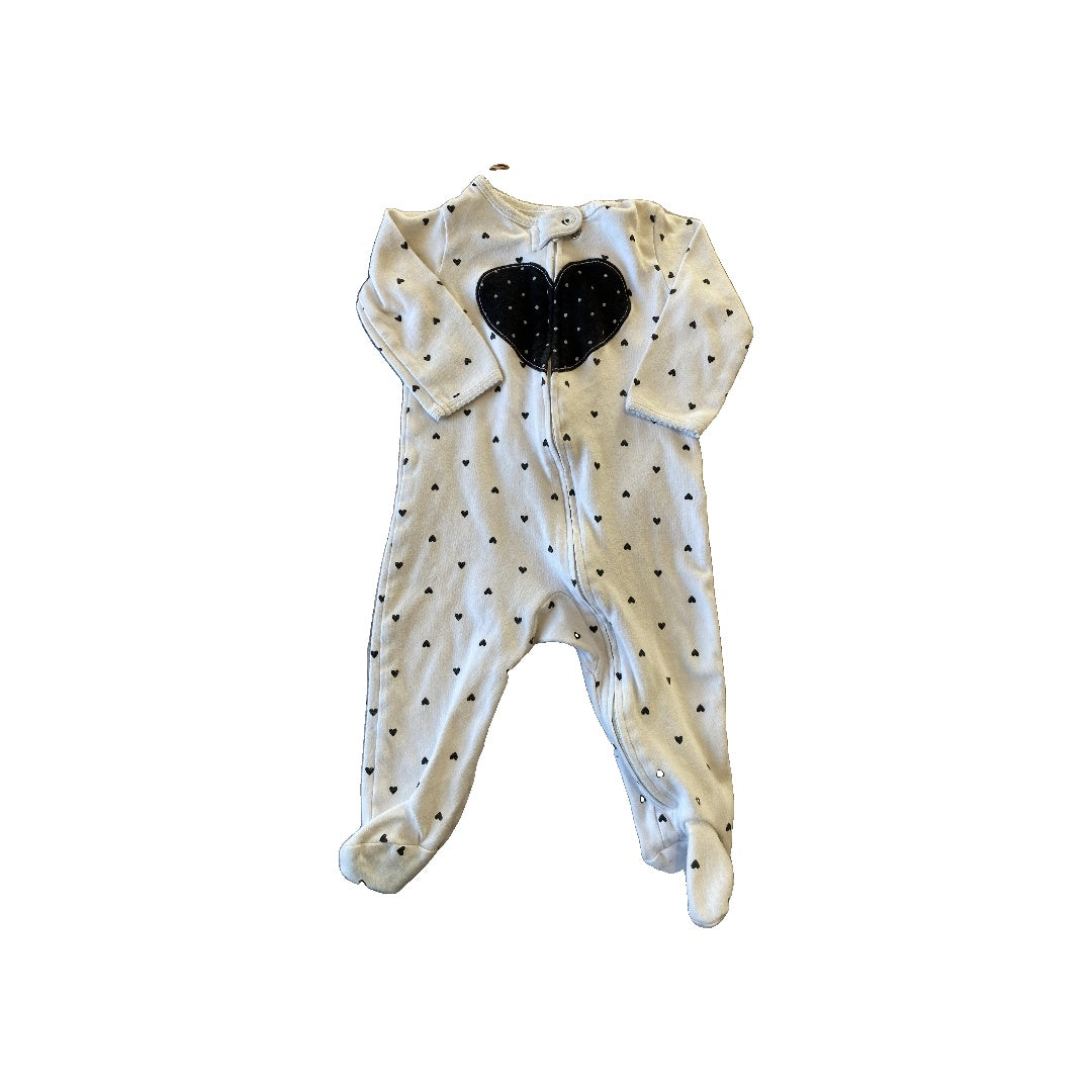 Carters Girls White | Black | Hearts Pajamas Size: 9 months White | Black | Hearts