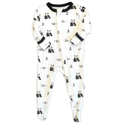 Kyte Boys White | Black Panda 1-piece footed Pajamas Size: 3 Months White | Black Panda