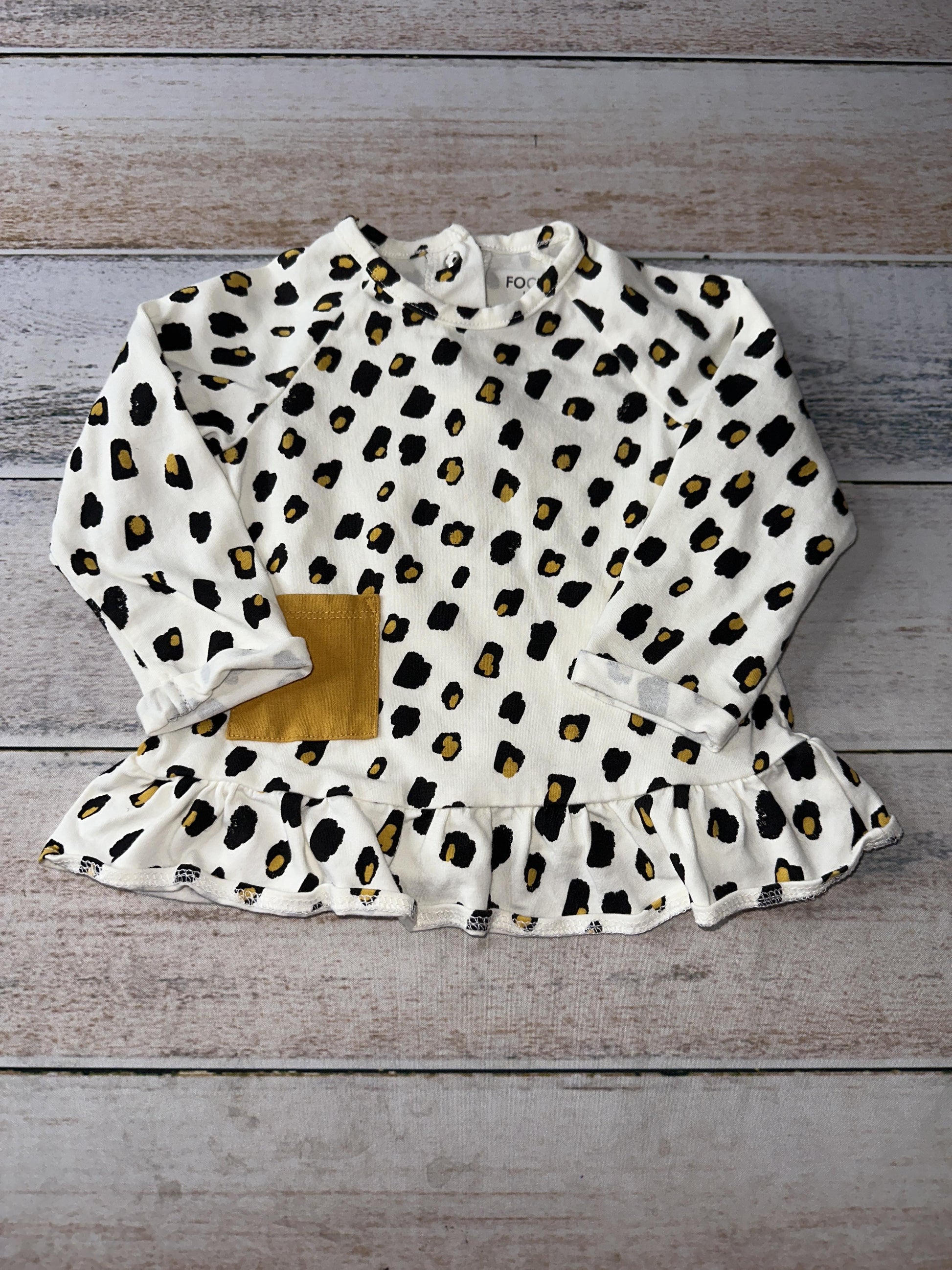 Focus Girls White | Black | Pattern Long Sleeve Shirt Size: 18 months White | Black | Pattern