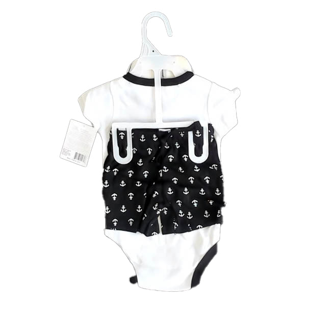 Hudson Baby Boys White | Black Pirate Ship Apparel Sets Size: 0-3 Months White | Black Pirate Ship