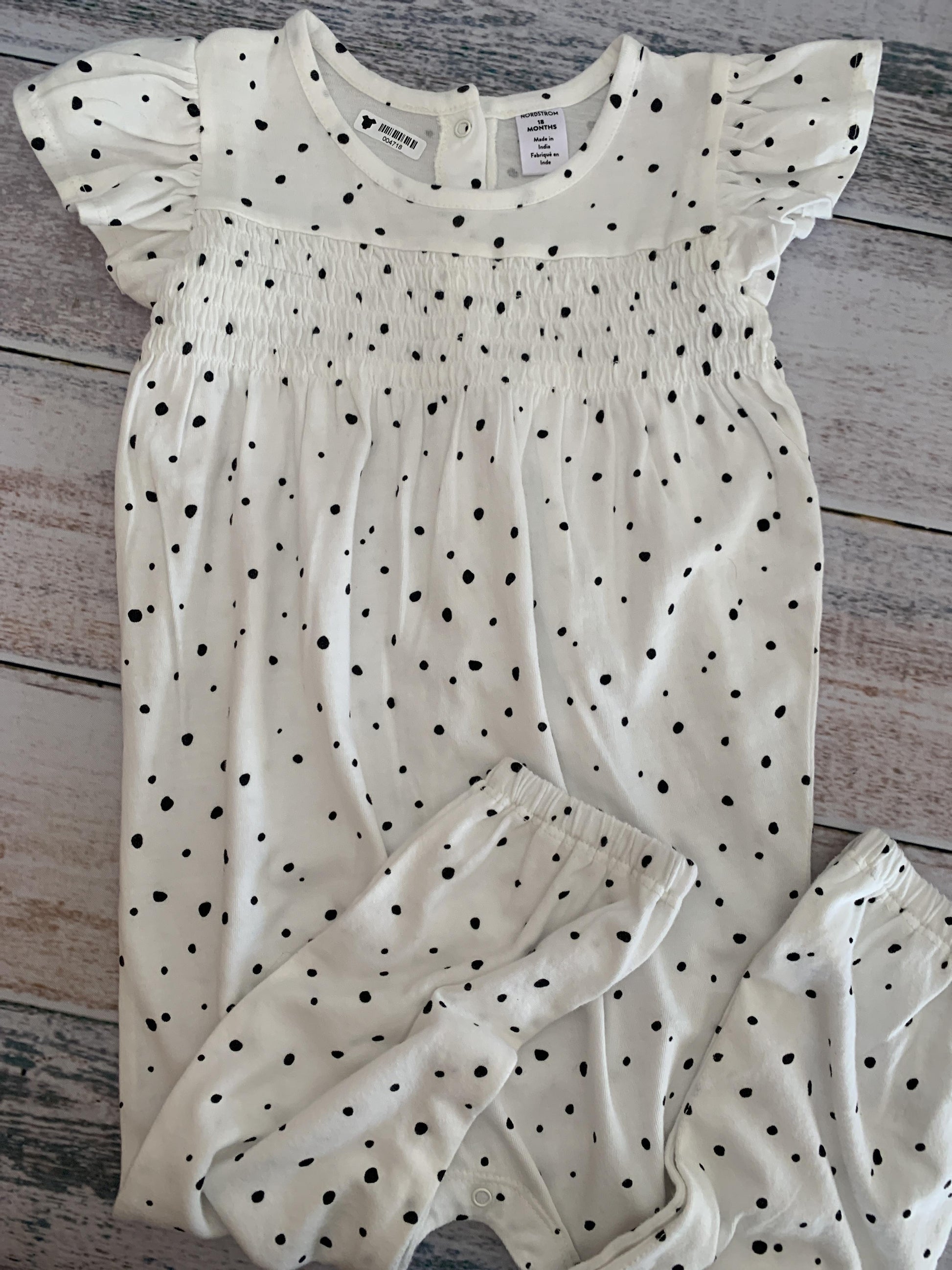 Nordstrom Girls White | Black | polka dot Romper Size: 18 months White | Black | polka dot