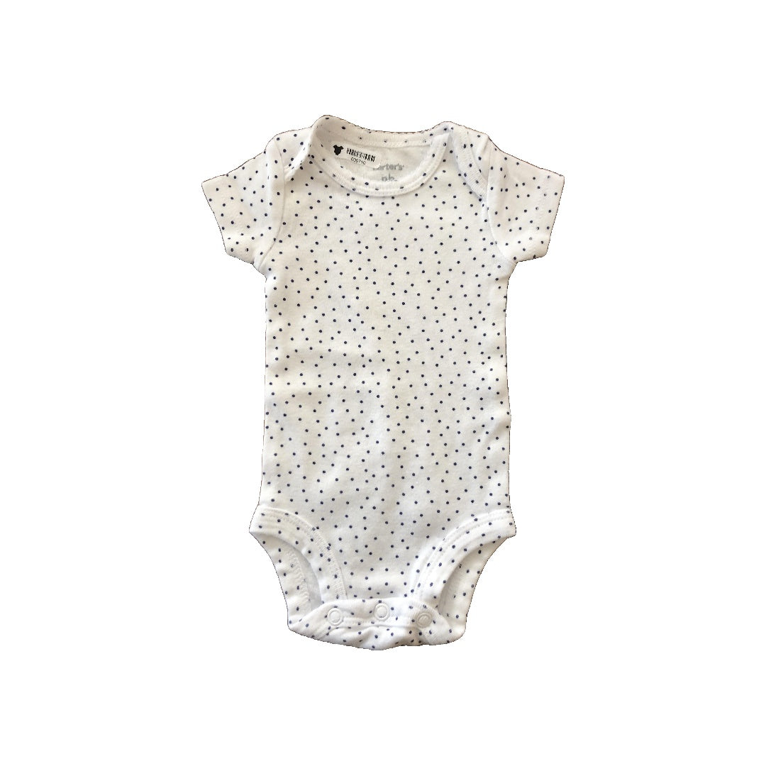 Carters Girls White | Black | polka dot Onesie Size: Newborn White | Black | polka dot