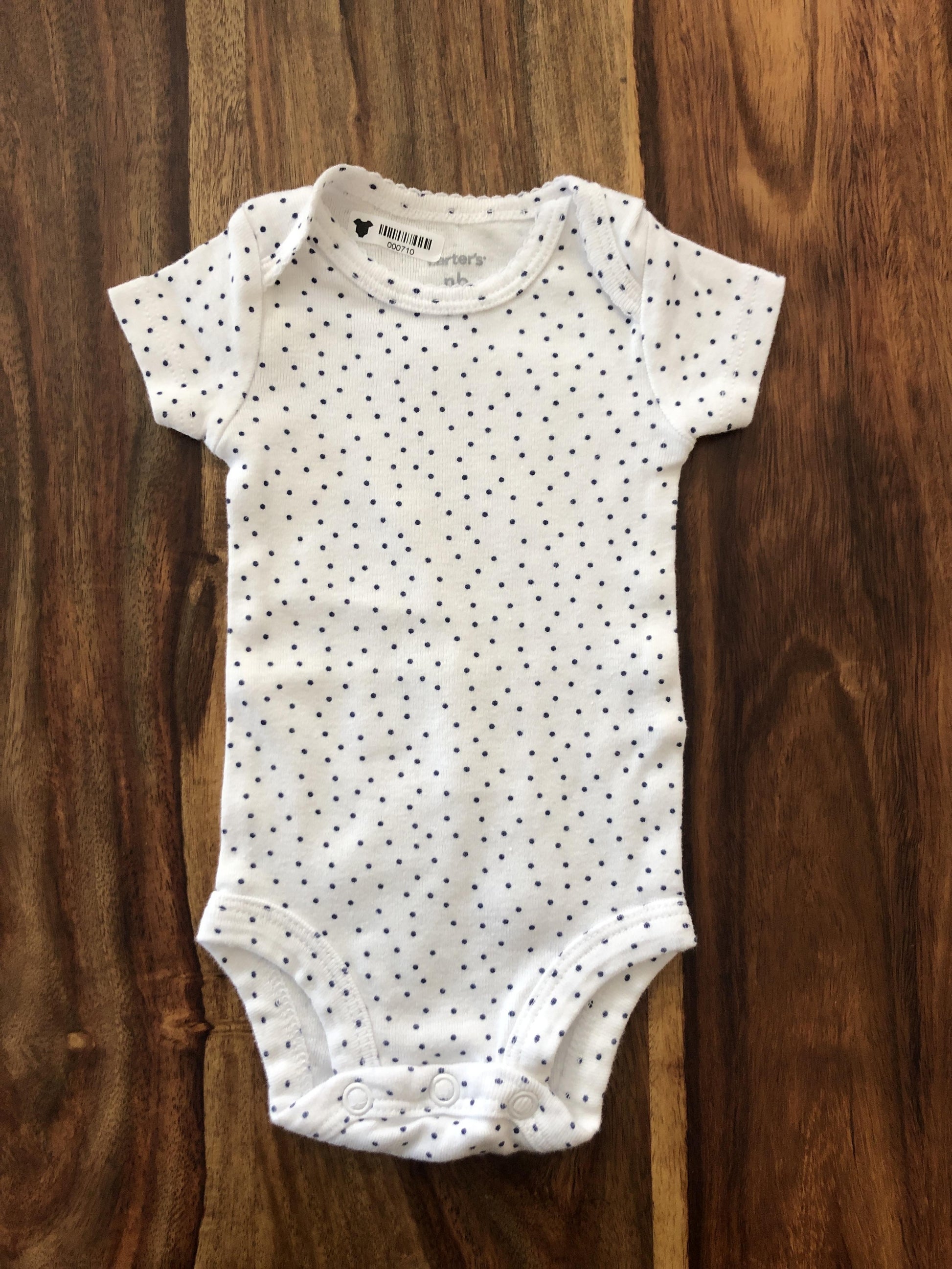 Carters Girls White | Black | polka dot Onesie Size: Newborn White | Black | polka dot