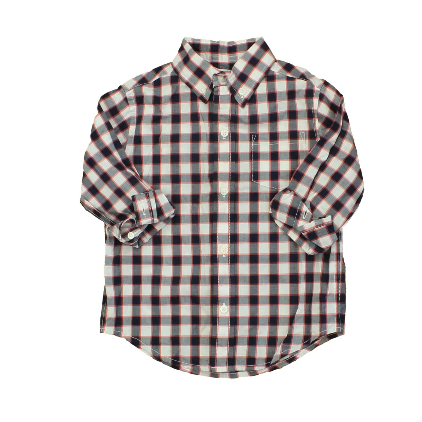 Janie and Jack Boys White | Black | Red | Checks Button Down Long Sleeve Size: 2T