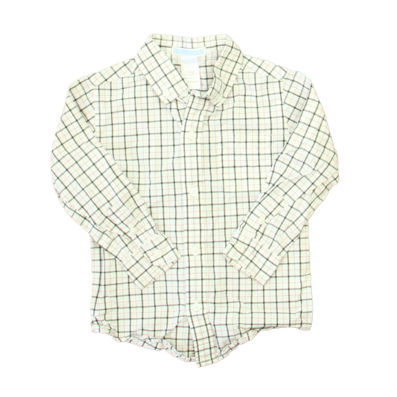 Janie and Jack Boys White | Black | Red Plaid Button Down Long Sleeve Size: 18-24 Months White | Black | Red Plaid
