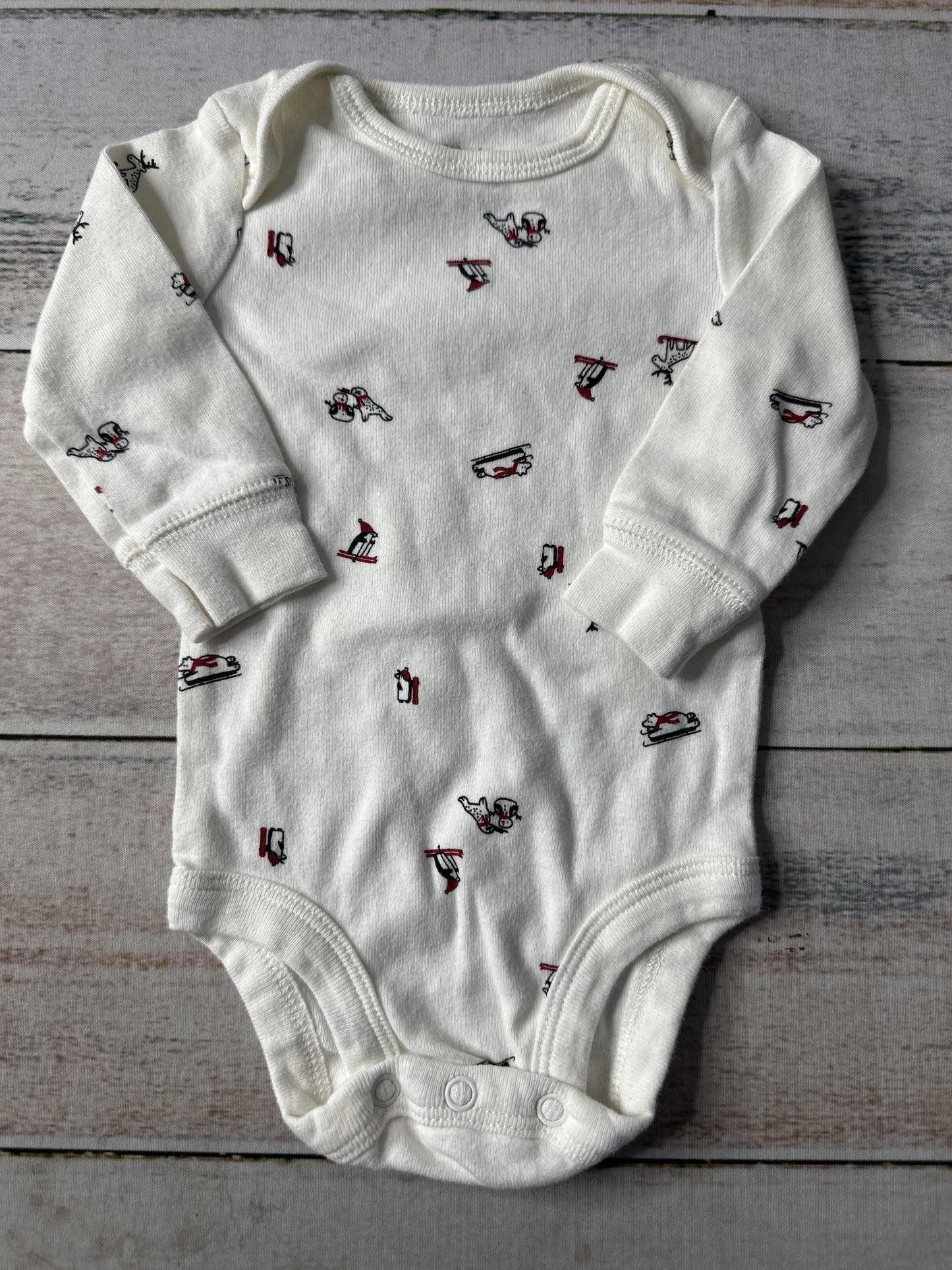 Carters Unisex White | Black | Red Onesie Size: 3 months White | Black | Red