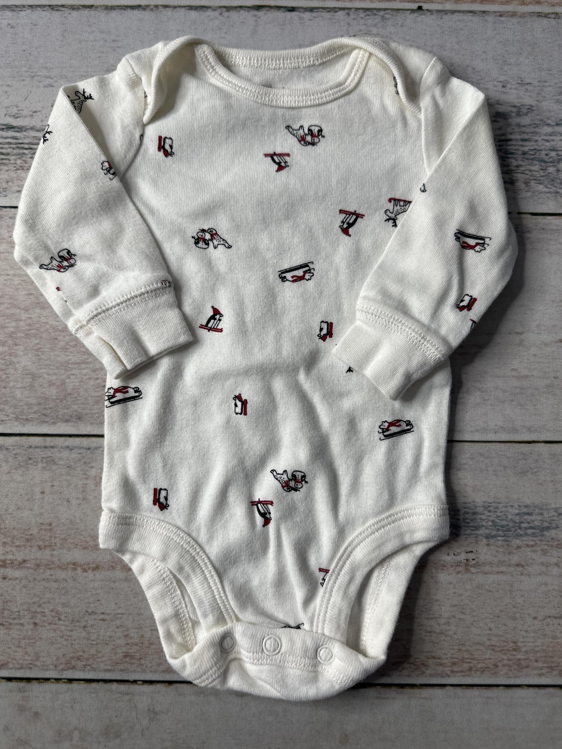Carters Unisex White | Black | Red Onesie Size: 3 months White | Black | Red