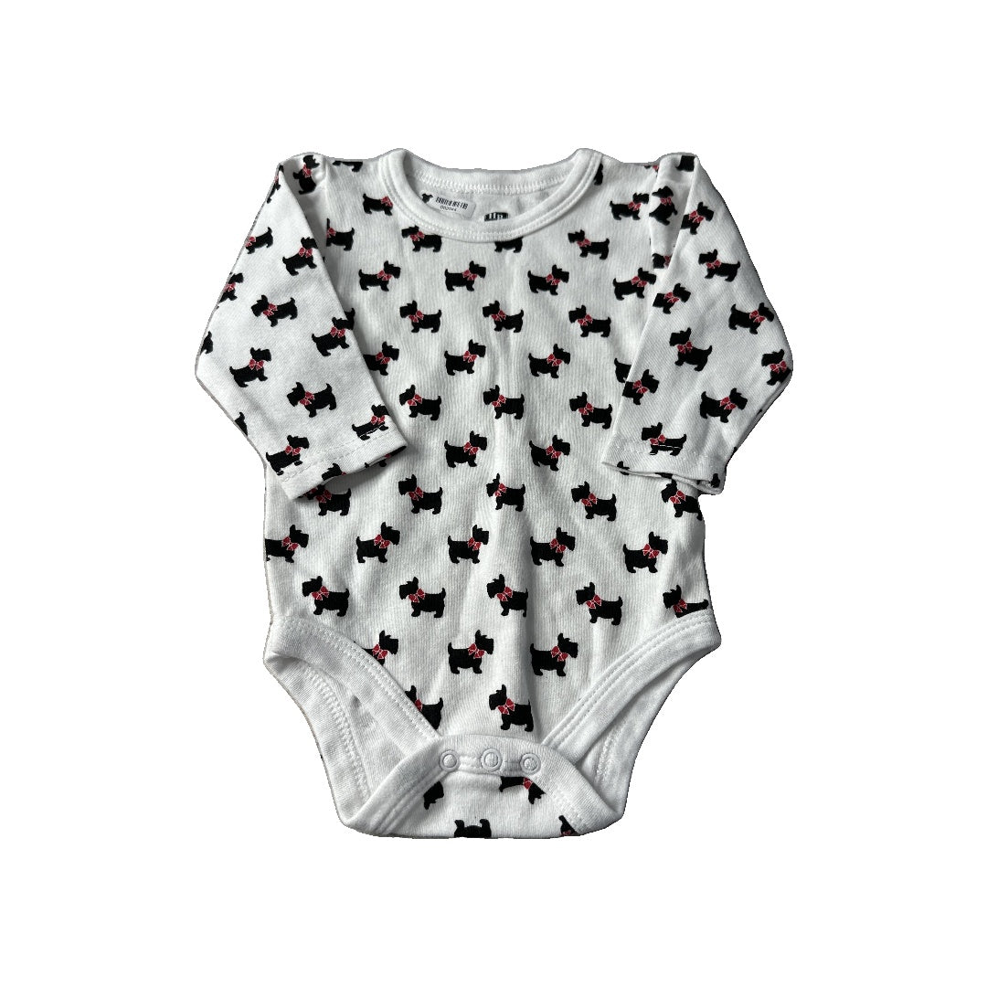 HB Girls White | Black | Red Onesie Size: 3 months White | Black | Red