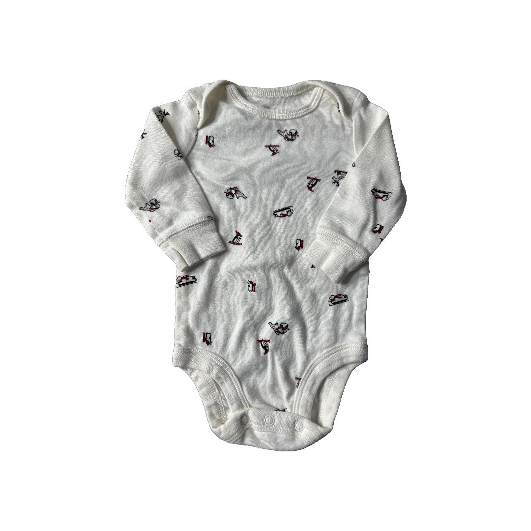 Carters Unisex White | Black | Red Onesie Size: 3 months White | Black | Red