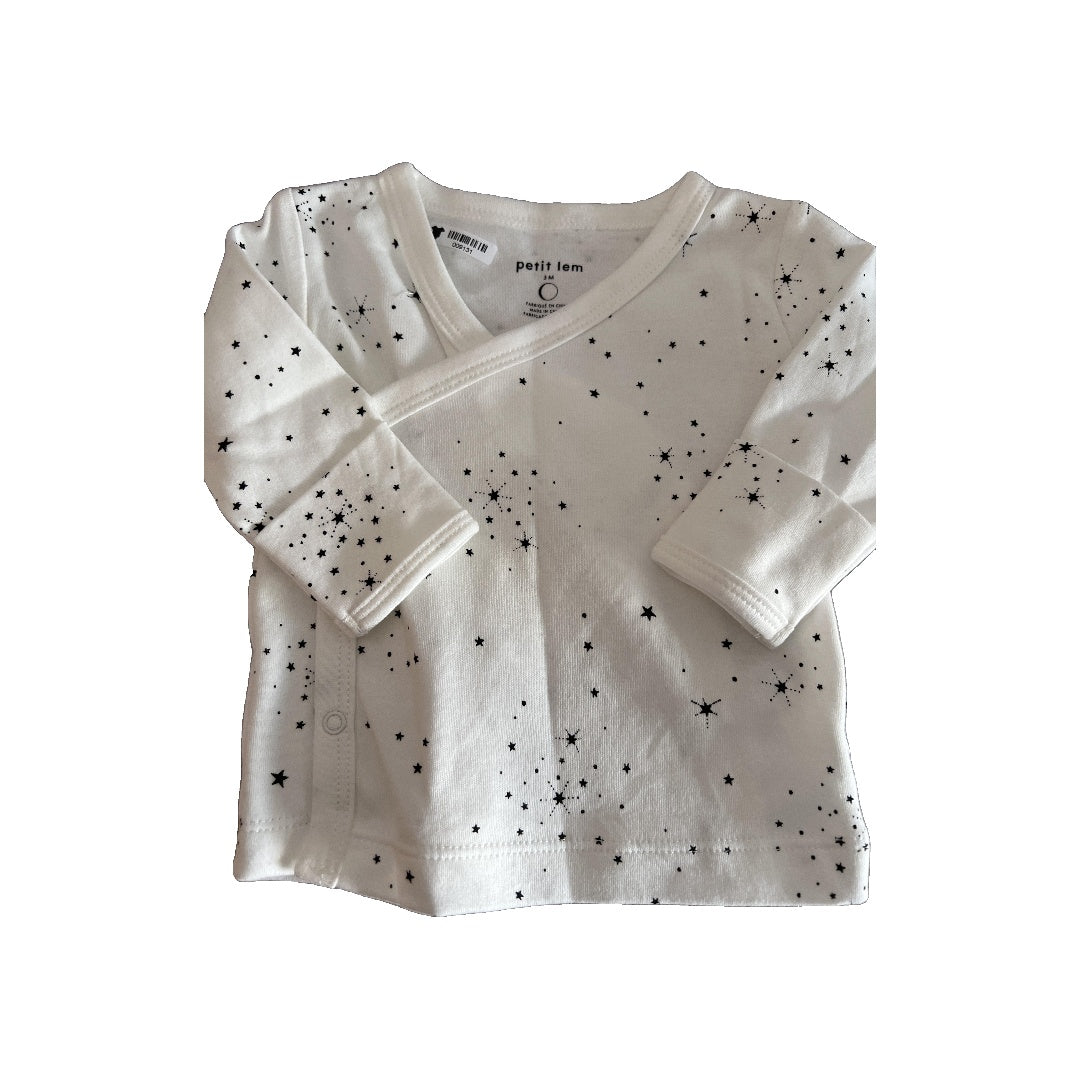 Petit Lemi Unisex White | Black | Stars Shirt Size: 3 months White | Black | Stars