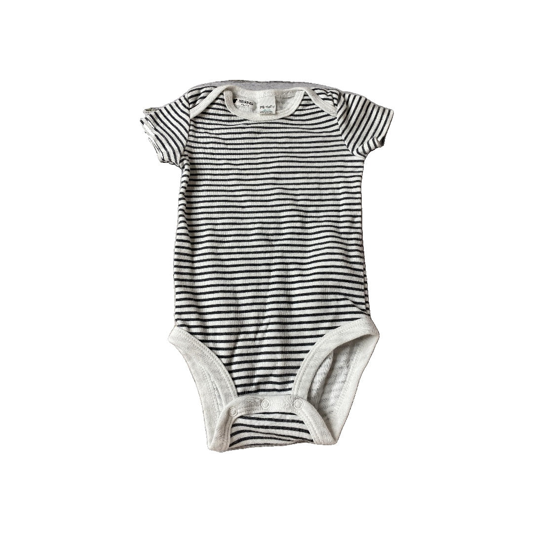 PL Baby Boys White | Black | Stripe Onesie Size: 9 months White | Black | Stripe