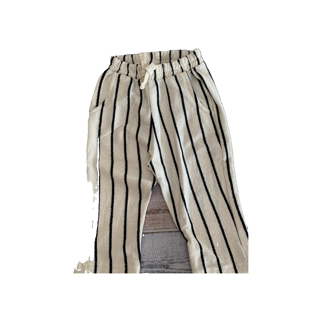 Zara Boys White | Black | Stripe Pants Size: 12-18 months White | Black | Stripe