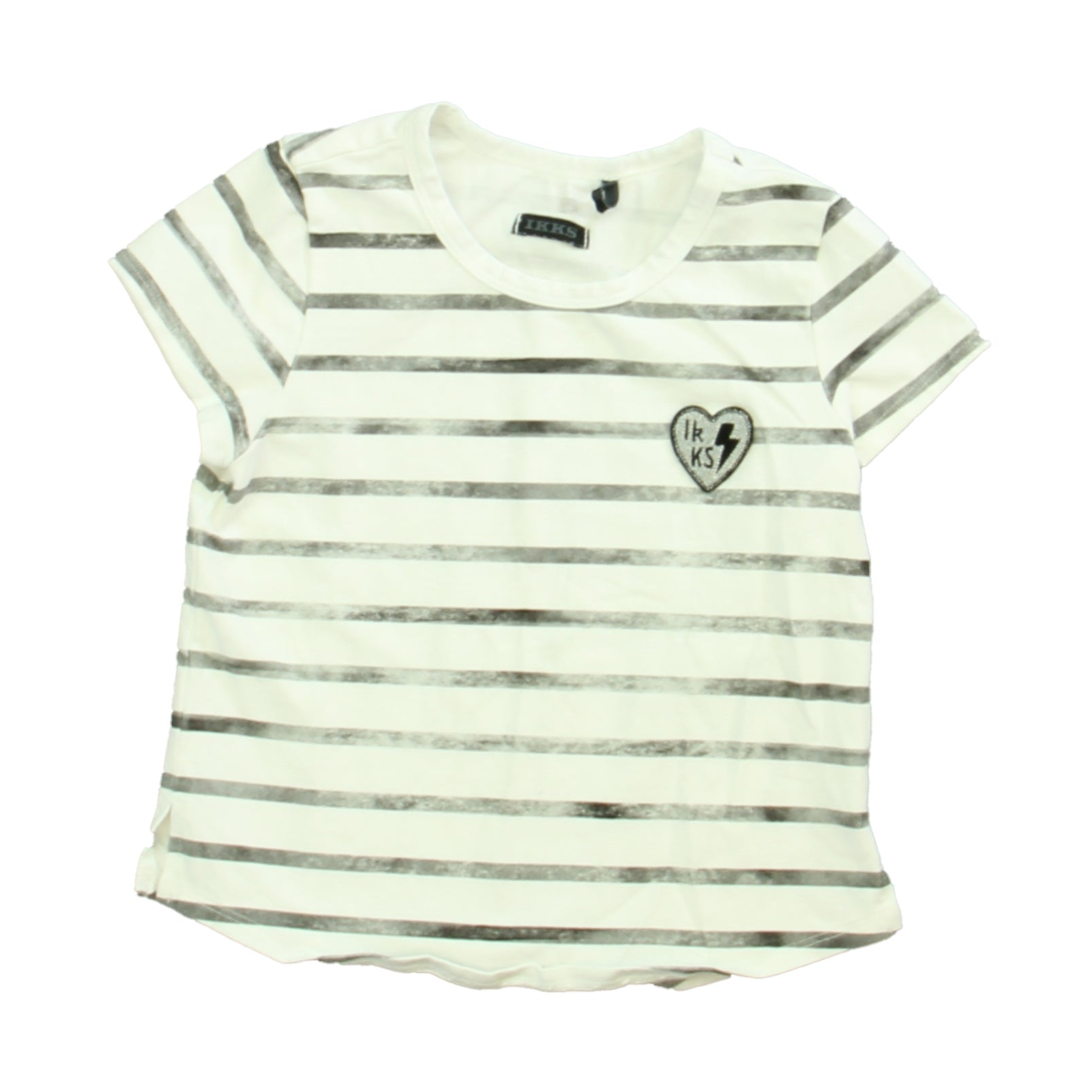 IKKS Girls White | Black Stripe T-Shirt Size: 3T White | Black Stripe