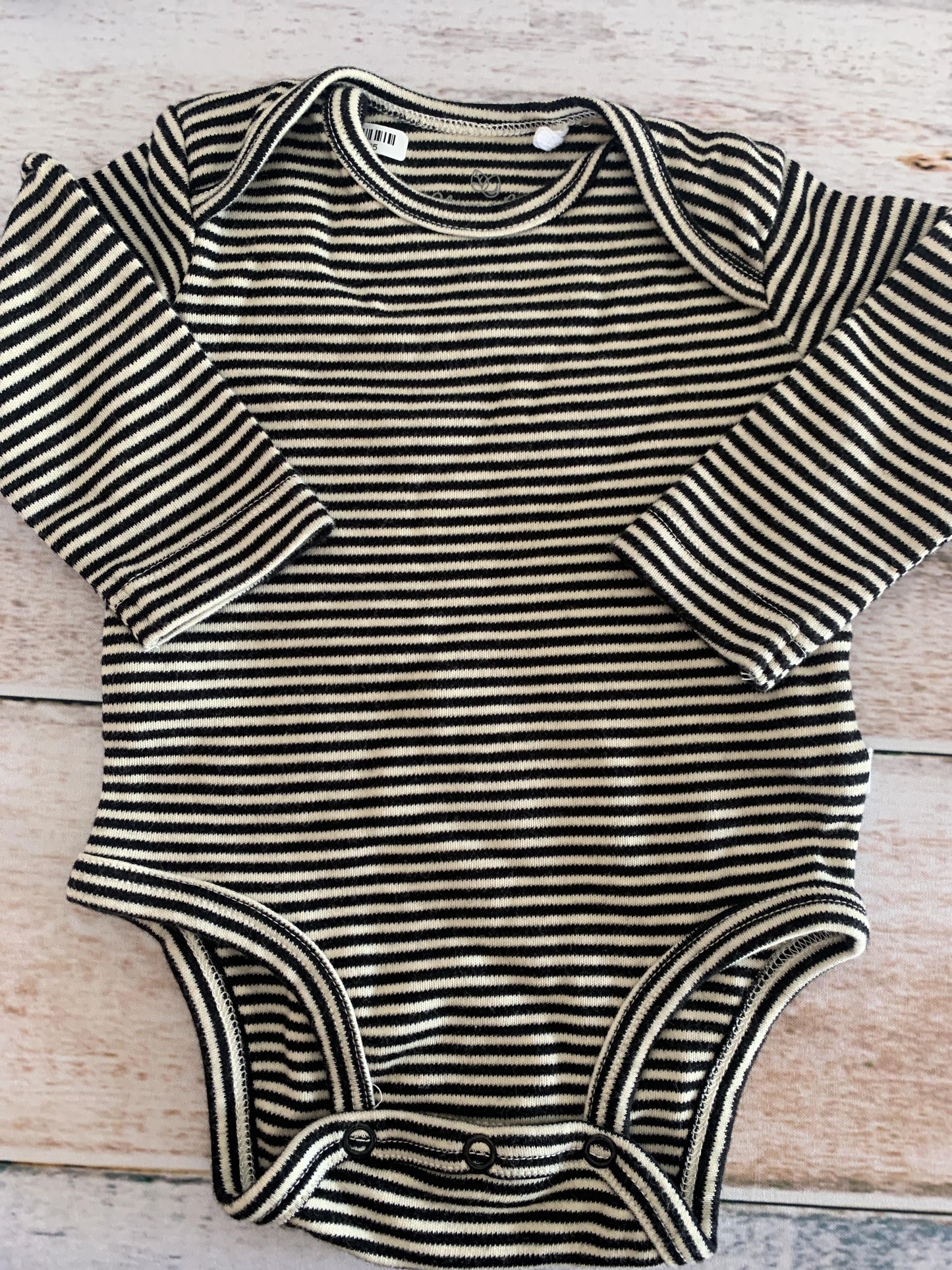 Oliver & Rain Boys White | Black | Stripe Onesie Size: 3 months White | Black | Stripe